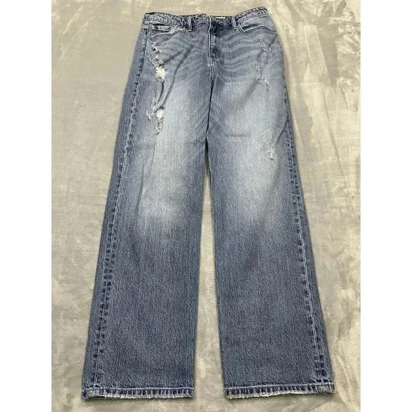 KanCan Denim - KanCan Jeans Womens 31 Blue 90s Straight Leg Distressed Medium Wash Denim Pocket